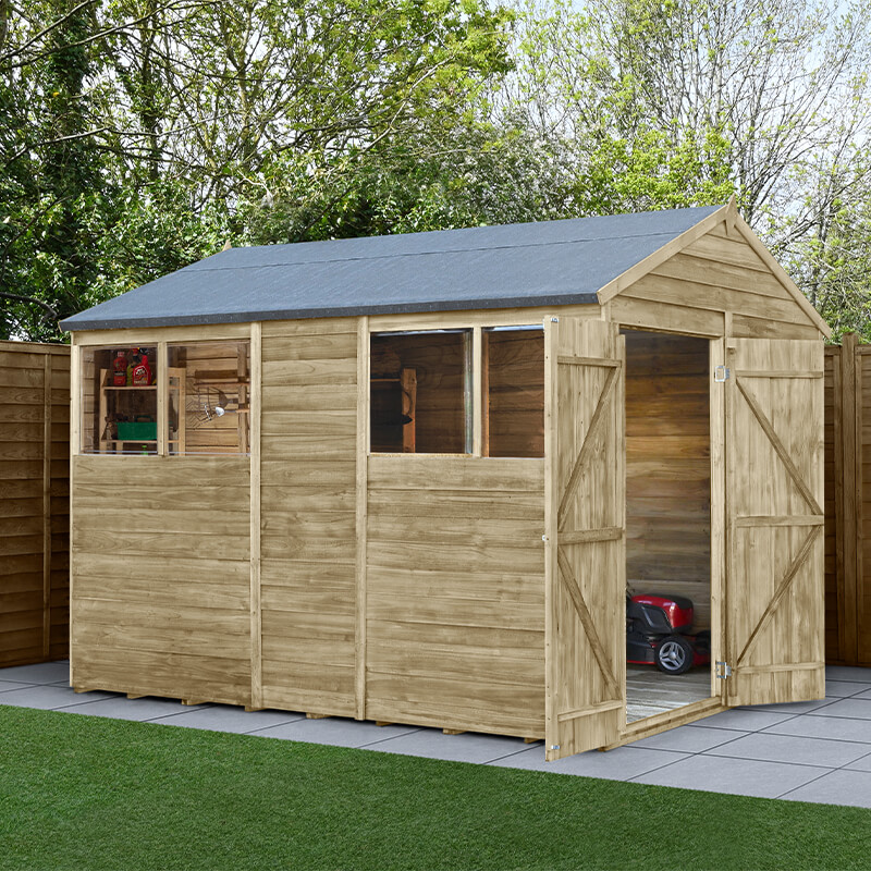 10' x 6' Forest 4Life 25yr Guarantee Overlap Pressure Treated Double Door Apex Wooden Shed (3.01m x 1.99m)
