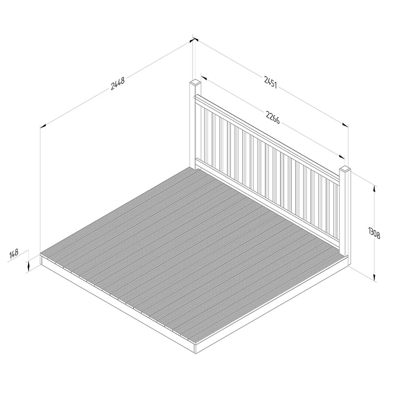 8' x 8' Forest Patio Deck Kit No. 2 (2.4m x 2.4m) Technical Drawing