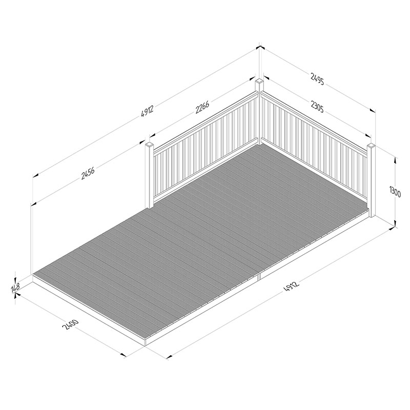 8' x 16' Forest Patio Deck Kit No. 2 (2.4m x 4.8m) Technical Drawing