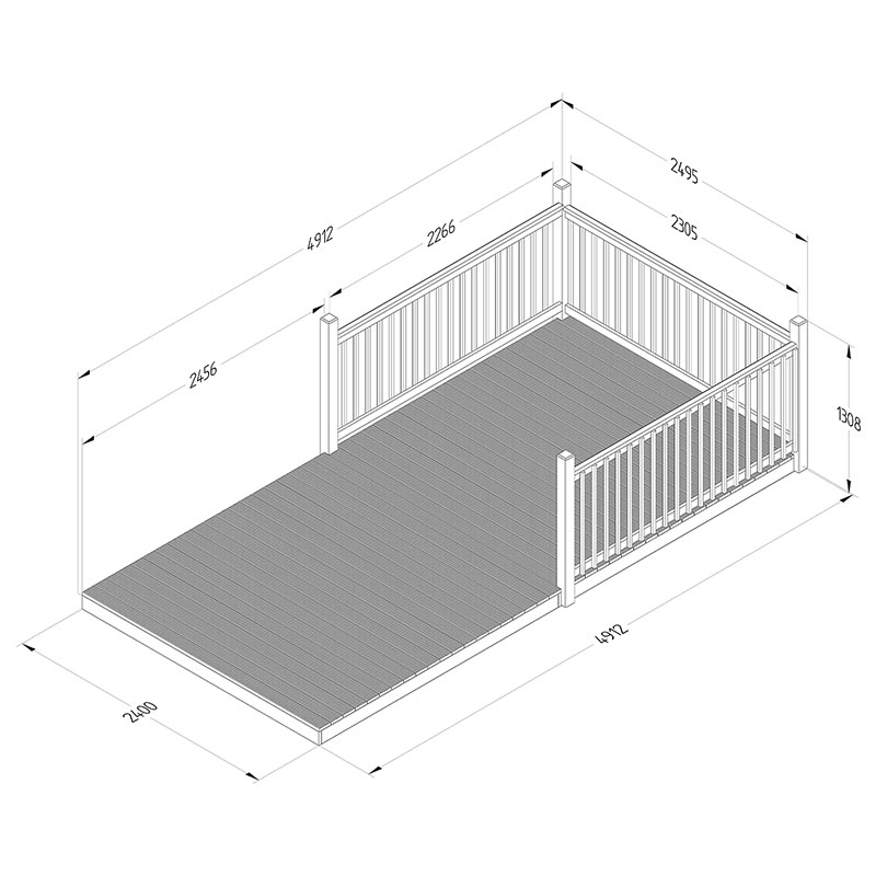 8' x 16' Forest Patio Deck Kit No. 4 (2.4m x 4.8m) Technical Drawing