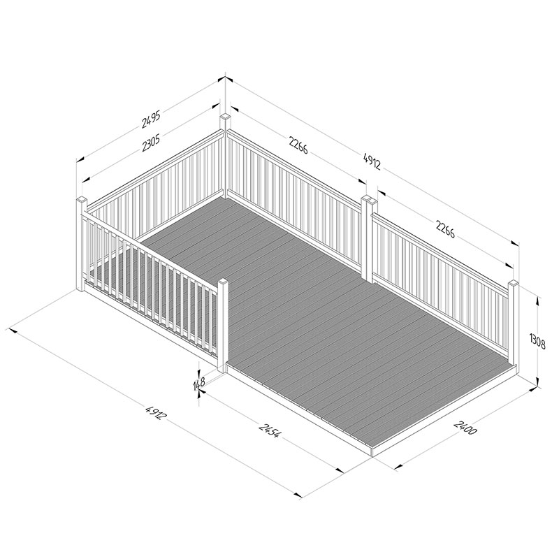 8' x 16' Forest Patio Deck Kit No. 6 (2.4m x 4.8m) Technical Drawing
