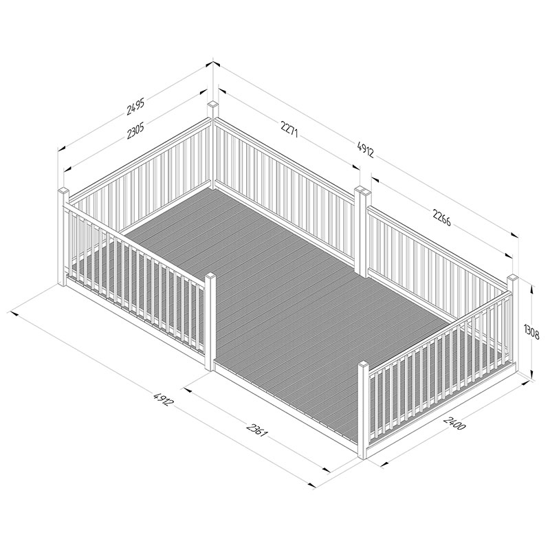 8' x 16' Forest Patio Deck Kit No. 7 (2.4m x 4.8m) Technical Drawing