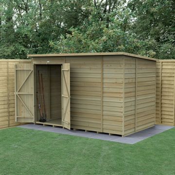 10' x 6' Forest 4Life 25yr Guarantee Overlap Pressure Treated Windowless Double Door Pent Wooden Shed (3.11m x 2.04m)