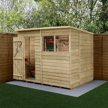 8' x 6' Forest 4Life 25yr Guarantee Overlap Pressure Treated Pent Wooden Shed (2.51m x 2.04m)