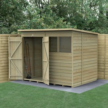 8' x 6' Forest 4Life 25yr Guarantee Overlap Pressure Treated Double Door Pent Wooden Shed (2.51m x 2.04m)
