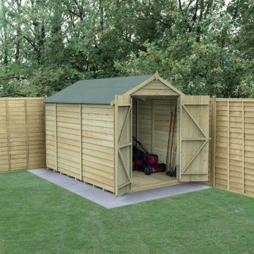10’ x 6’ Forest 4Life Overlap Pressure Treated Windowless Double Door Apex Wooden Shed (3.01m x 1.99m)