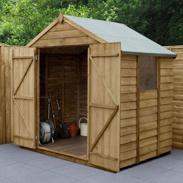 7' x 5' Forest Overlap Pressure Treated Shed Double Door Apex Wooden Shed