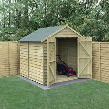7’ x 7’ Forest 4Life Overlap Pressure Treated Windowless Double Door Apex Wooden Shed (2.32m x 2.12m)