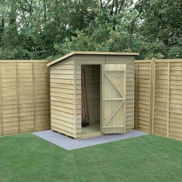 6’ x 4’ Forest 4Life Overlap Pressure Treated Windowless Pent Wooden Shed (1.98m x 1.39m)