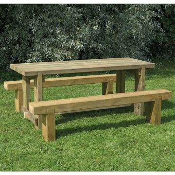 Refectory Table and Sleeper Bench Set - 1.8m

