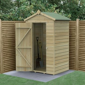 4' x 3' Forest Beckwood 25yr Guarantee Shiplap Pressure Treated Windowless Apex Wooden Shed (1.34m x 1m)