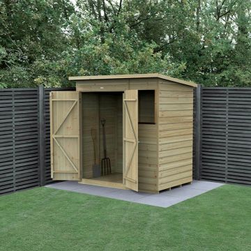 6' x 4' Forest Beckwood 25yr Guarantee Shiplap Pressure Treated Double Door Pent Wooden Shed (1.98m x 1.4m)