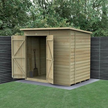 7' x 5' Forest Beckwood 25yr Guarantee Shiplap Pressure Treated Windowless Double Door Pent Wooden Shed (2.26m x 1.7m)