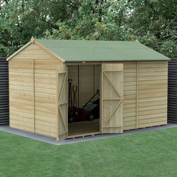12' x 8' Forest Beckwood 25yr Guarantee Shiplap Pressure Treated Windowless Double Door Reverse Apex Wooden Shed (3.6m x 2.61m)