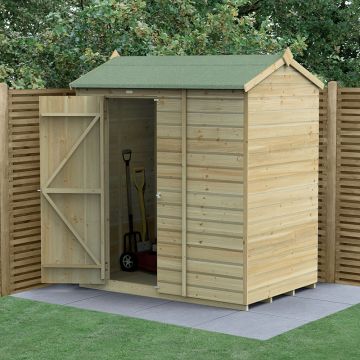 6' x 4' Forest Beckwood 25yr Guarantee Shiplap Pressure Treated Windowless Reverse Apex Wooden Shed (1.88m x 1.34m)