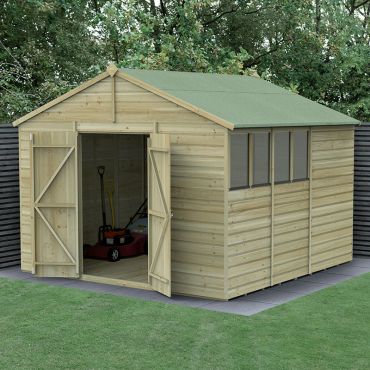 10' x 10' Forest Beckwood 25yr Guarantee Shiplap Pressure Treated Double Door Apex Wooden Shed (3.21m x 3.01m)