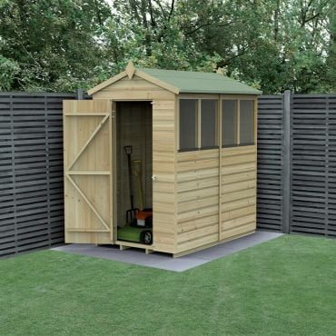 6' x 4' Forest Beckwood 25yr Guarantee Shiplap Pressure Treated Apex Wooden Shed - 4 Windows (1.88m x 1.34m)