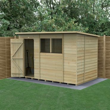 10' x 6' Forest Beckwood 25yr Guarantee Shiplap Pressure Treated Pent Wooden Shed (3.11m x 2.05m)