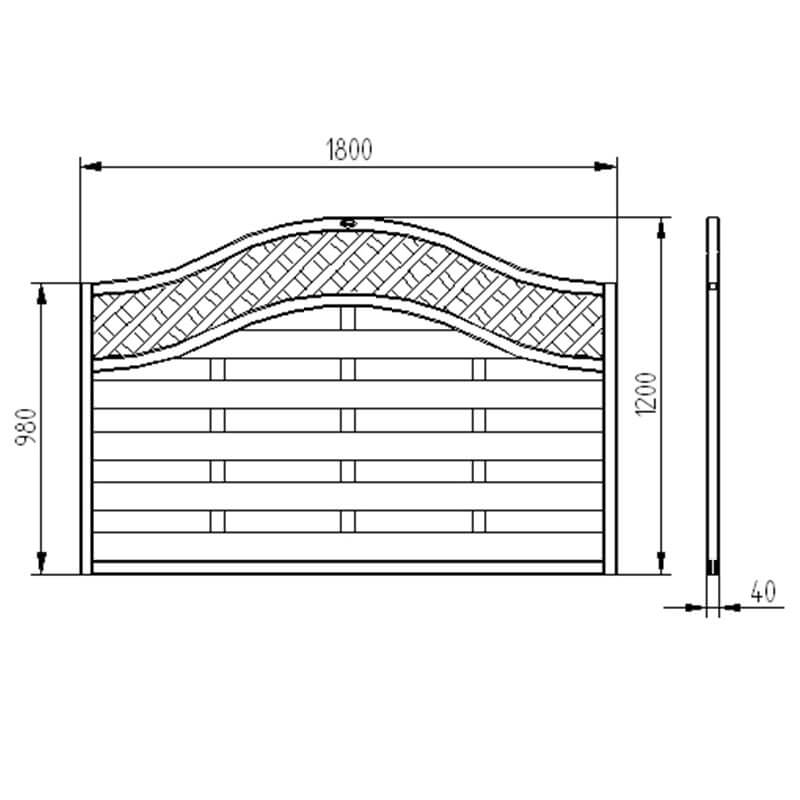 Forest 6' x 4' Europa Prague Pressure Treated Decorative Fence Panel (1.8m x 1.2m) Technical Drawing