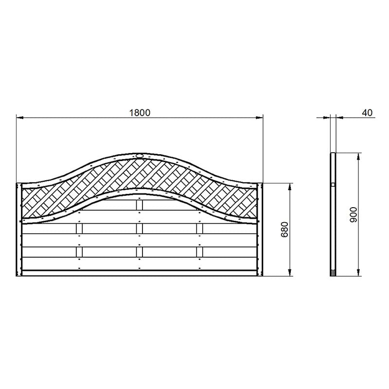 Forest 6' x 3' Pressure Treated Prague Decorative Europa Fence Panel (1.8m x 0.9m) Technical Drawing