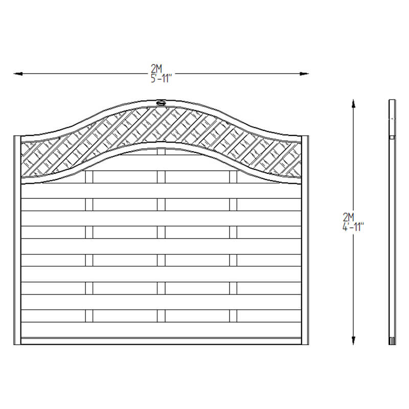 Forest 6' x 5' Europa Prague Pressure Treated Decorative Fence Panel (1.8m x 1.5m) Technical Drawing