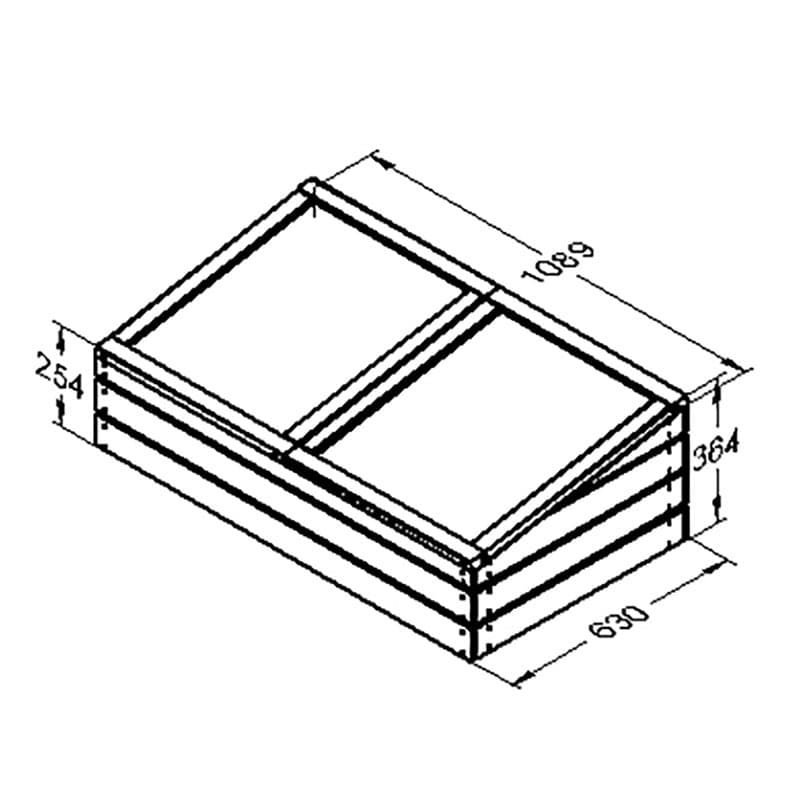 3'7 x 2'1 Forest Large Wooden Cold Frame Technical Drawing