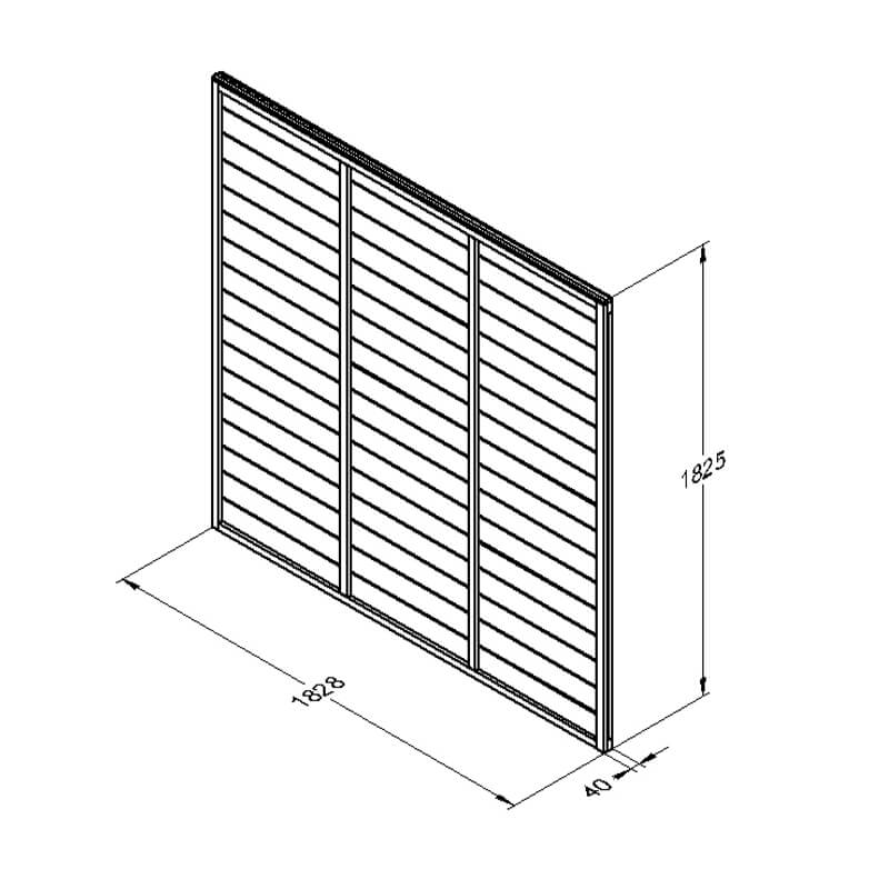 Forest 6' x 6' Straight Cut Overlap Fence Panel (1.83m x 1.83m) Technical Drawing