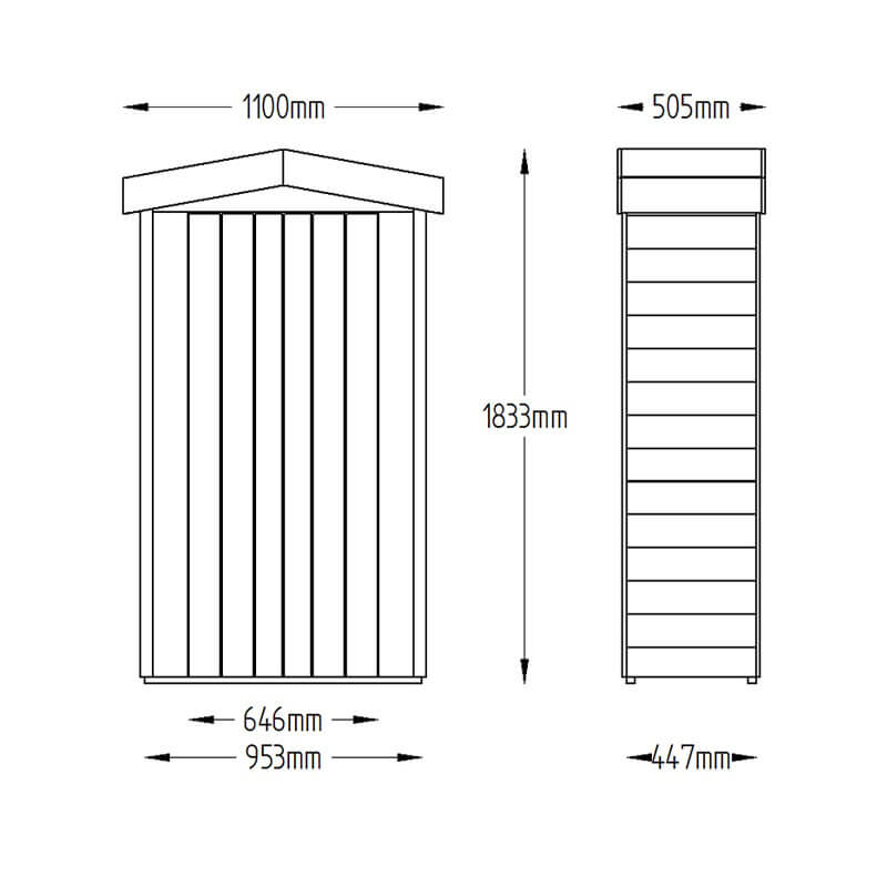 Forest Tall Apex Wooden Garden Storage Tool Store - Outdoor Patio Storage Technical Drawing