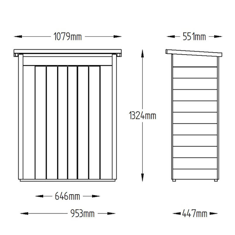 Forest Pent Midi Wooden Garden Storage - Outdoor Patio Storage Technical Drawing