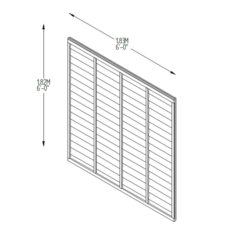 Forest 6' x 6' Pressure Treated Overlap Fence Panel (1.83m x 1.83m) Technical Drawing