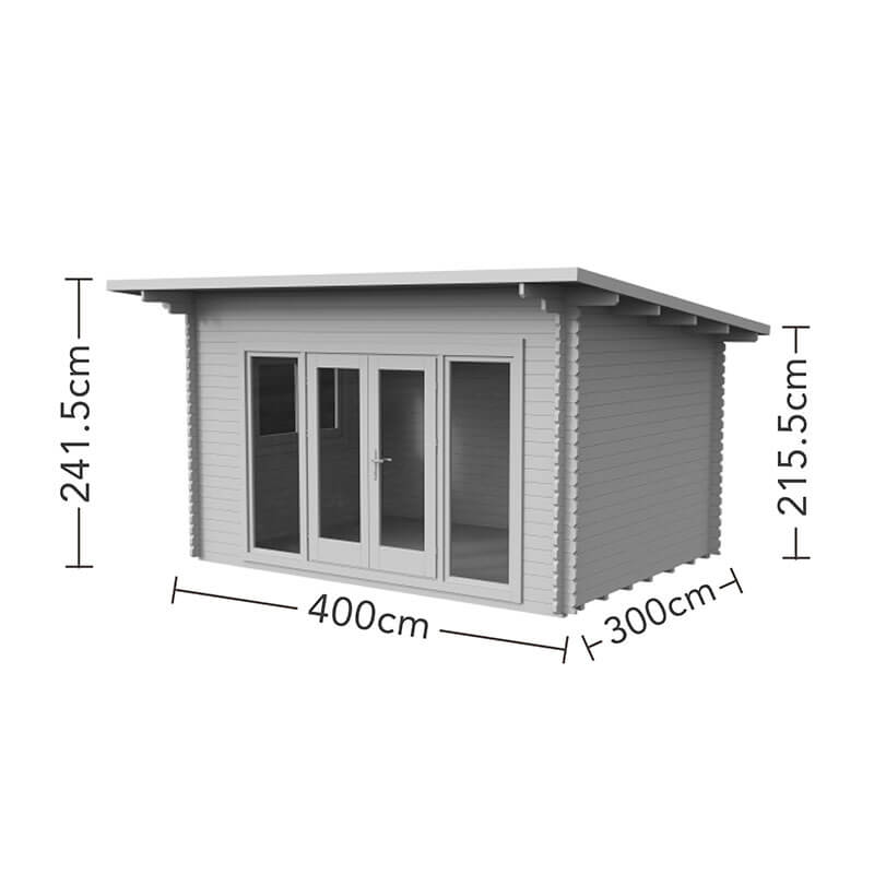 Forest Melbury 4m x 3m Log Cabin (34mm) - Single Glazed Technical Drawing