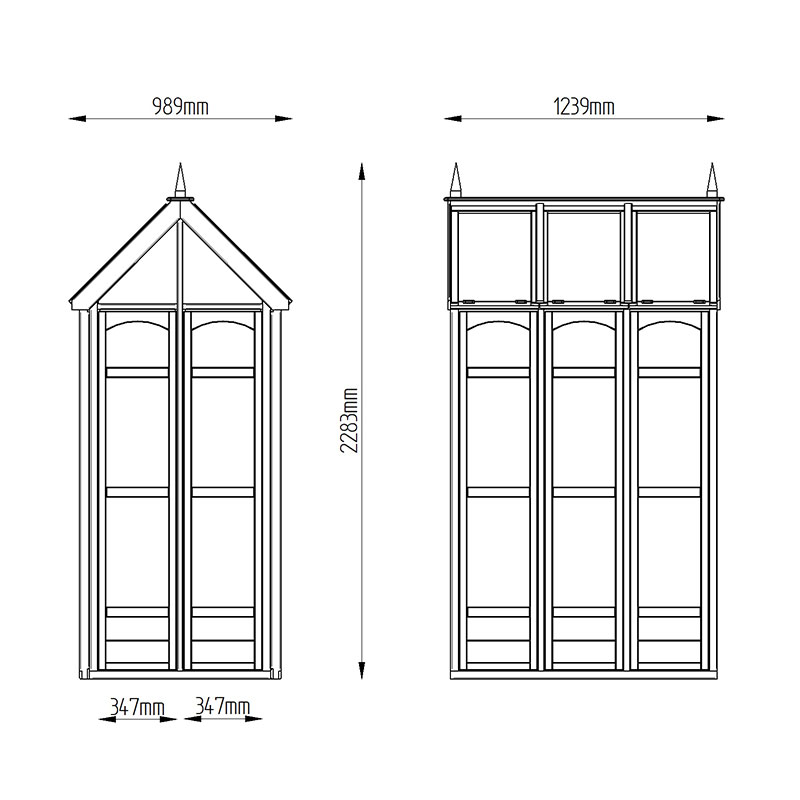 3' x 4' Forest Victorian Walkaround Greenhouse with Auto Vent (0.9m x 1.2m) Technical Drawing
